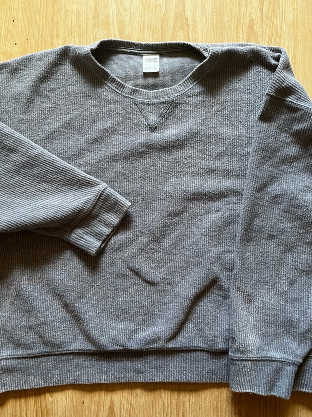 Distressed heathered grey Victoria secret Pink Sweatshirt size XL